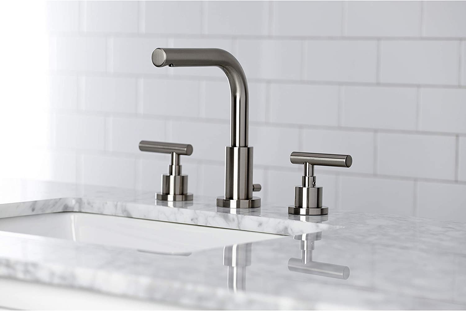 Kingston Brass FSC8958CML Manhattan Widespread Bathroom Faucet, Brushed Nickel