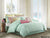 Echo Design Guinevere Queen Size Bed Comforter Set - Coral, Aqua, Reversibe Floral Damask ‚Äì 4 Pieces Bedding Sets ‚Äì Cotton Sateen Bedroom Comforters