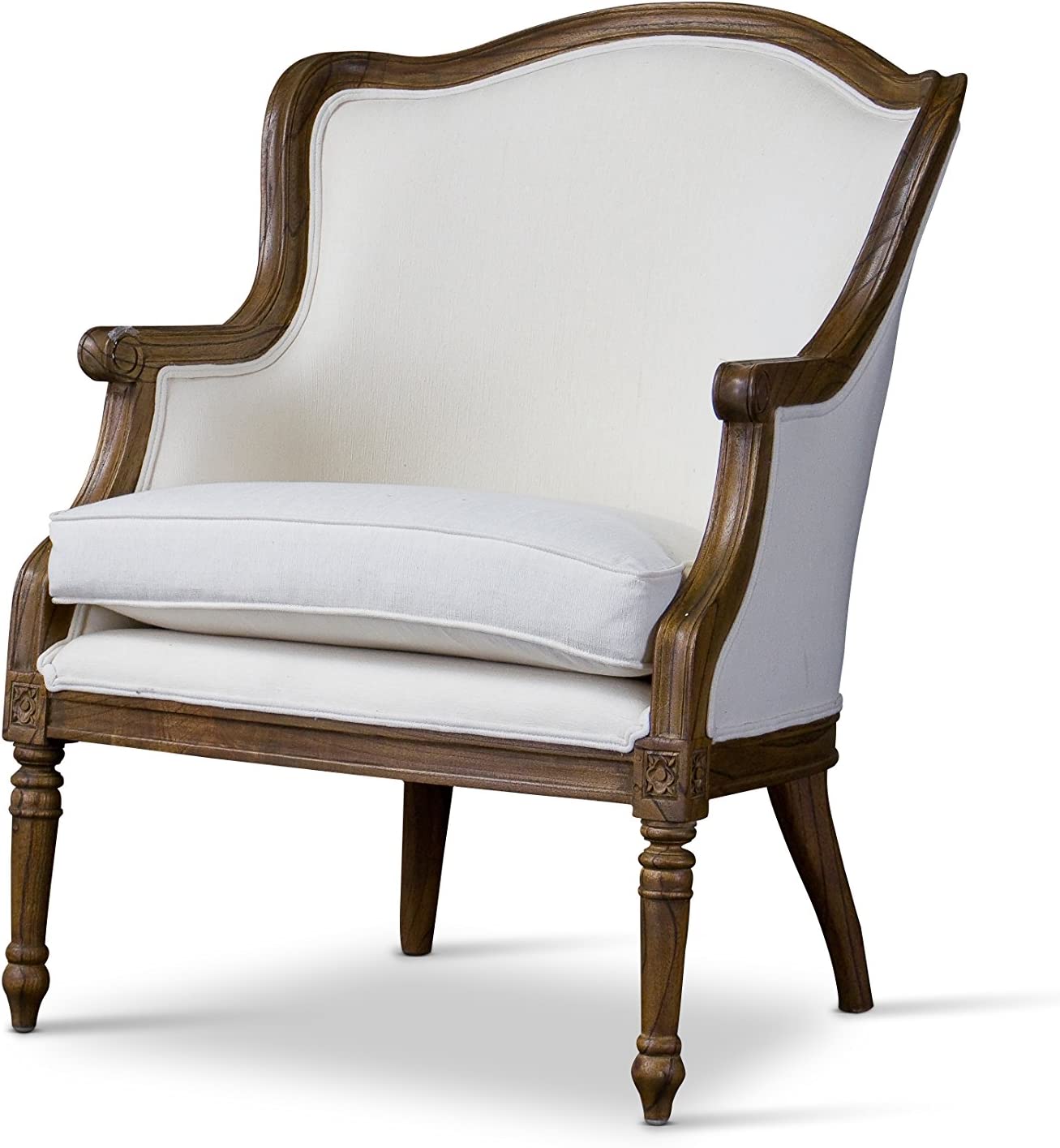 Baxton Studio Charlemagne Traditional French Accent Chair, White