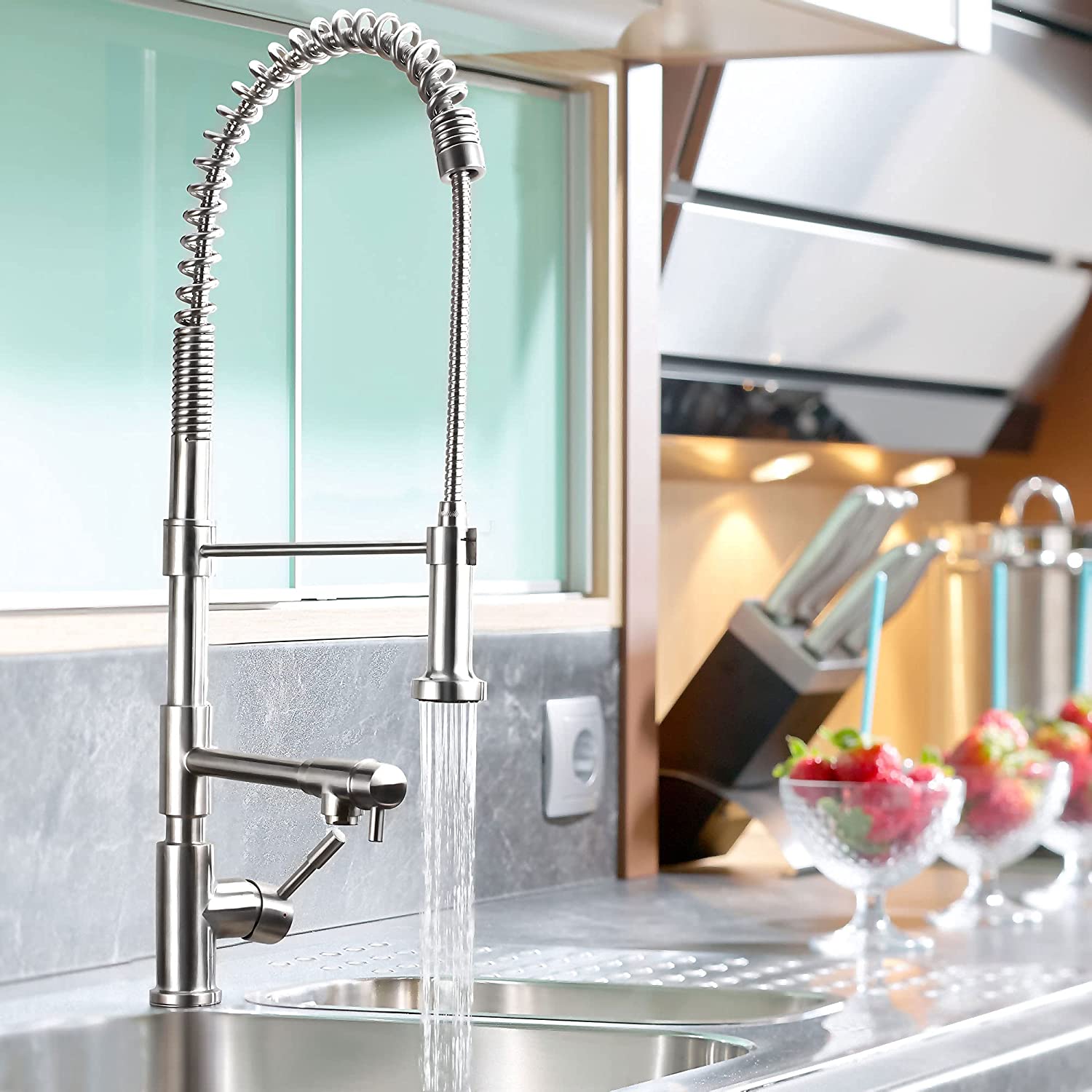 Waterhaus Lead Free Solid Stainless Steel Pull Down Kitchen Faucet