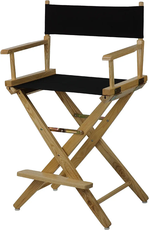 Extra-Wide Premium 24 Directors Chair Natural Frame W/Black Color Cover