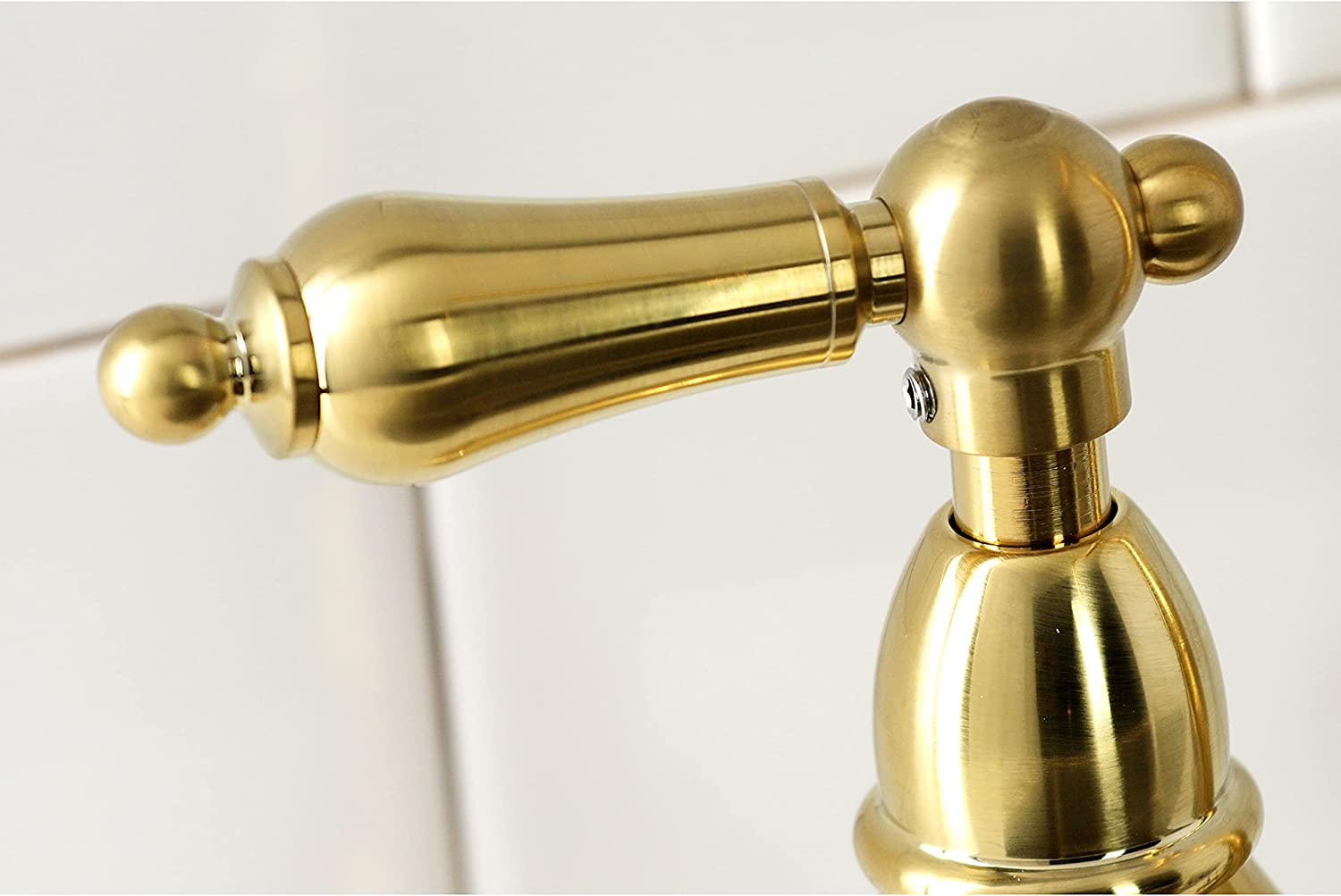 Kingston Brass KS1277ALBS Heritage 8-Inch Kitchen Bridge Faucet with Brass Sprayer, Brushed Brass