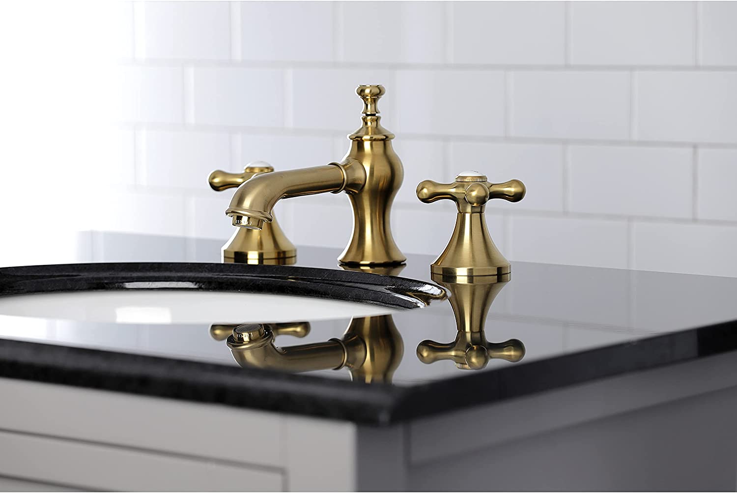 Kingston Brass KC7067AX Vintage 8 in. Widespread Bathroom Faucet, Brushed Brass