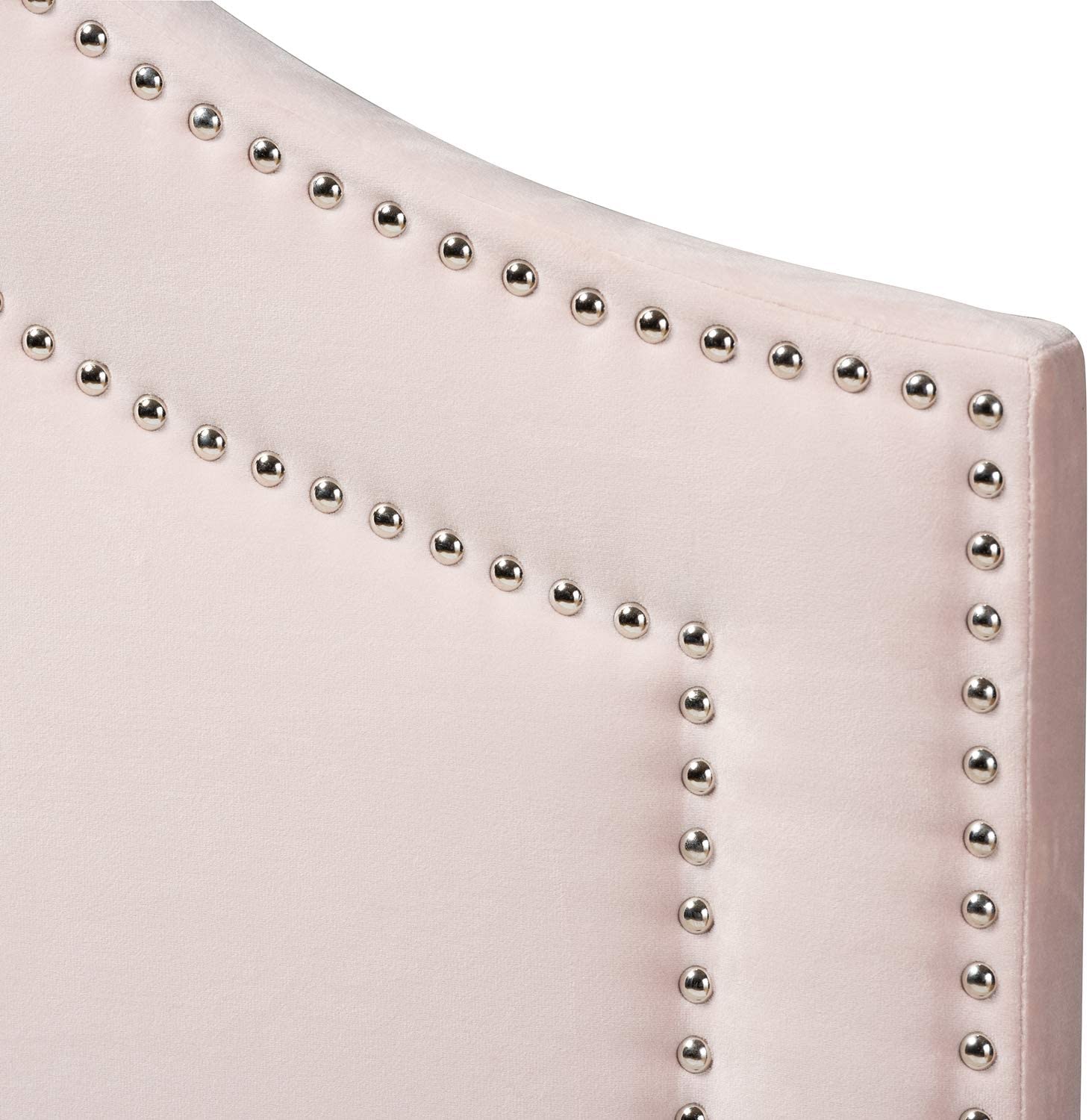 Baxton Studio Avignon Modern and Contemporary Light Pink Velvet Fabric Upholstered Queen Size Headboard