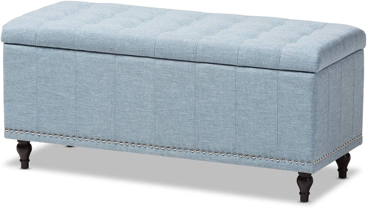 Baxton Studio Kaylee Modern Classic Upholstered Button-Tufting Storage Ottoman Bench Greyish Beige