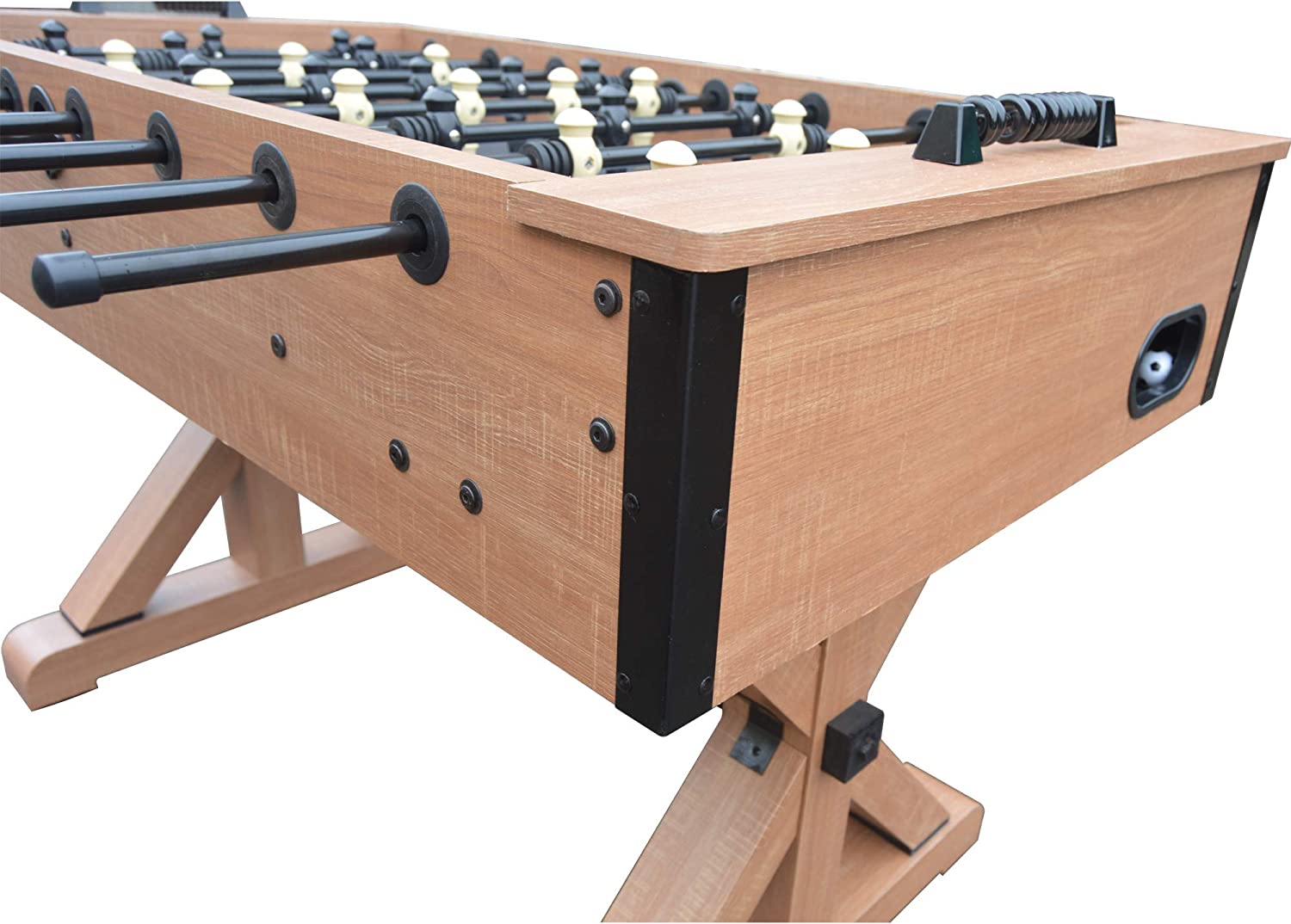 Hathaway Daulton 55-in Competition Foosball Table, Arcade Table Soccer for Game Rooms, Includes (2) 36-mm ABS Foosballs,Oak / Black,BG50351