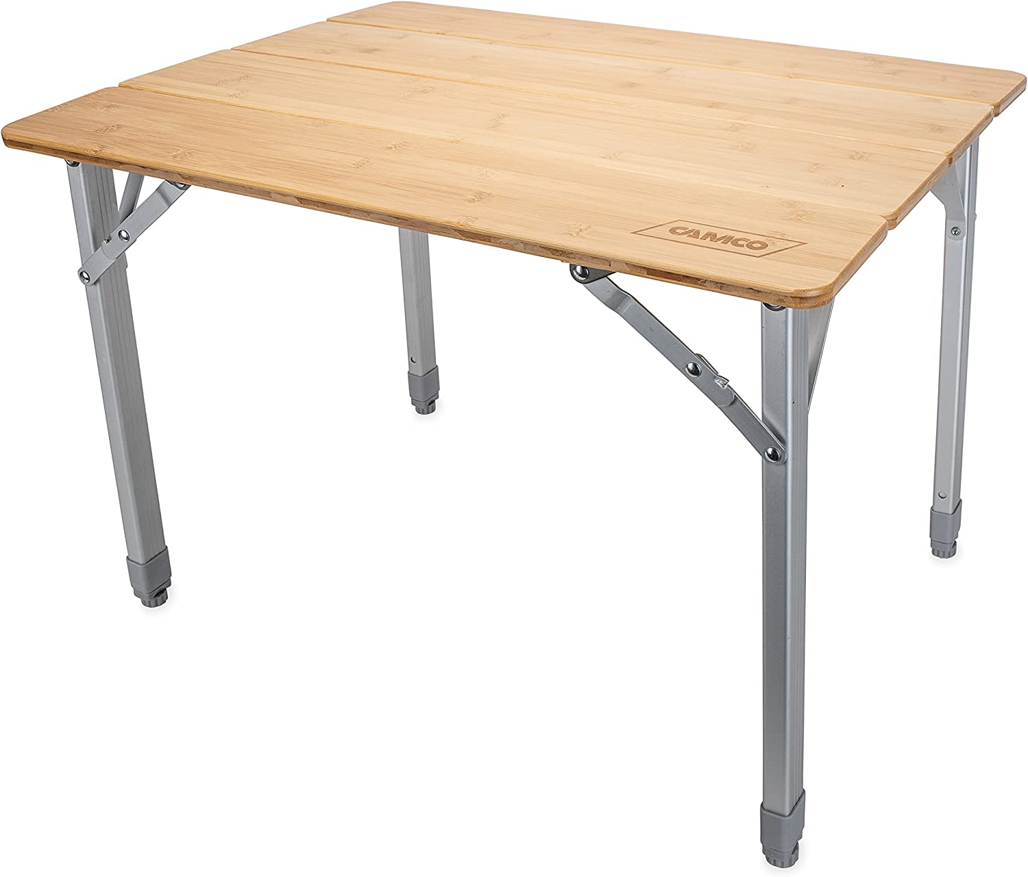 Camco 51895 Bamboo Folding Table with Aluminum Legs- Compact Design
