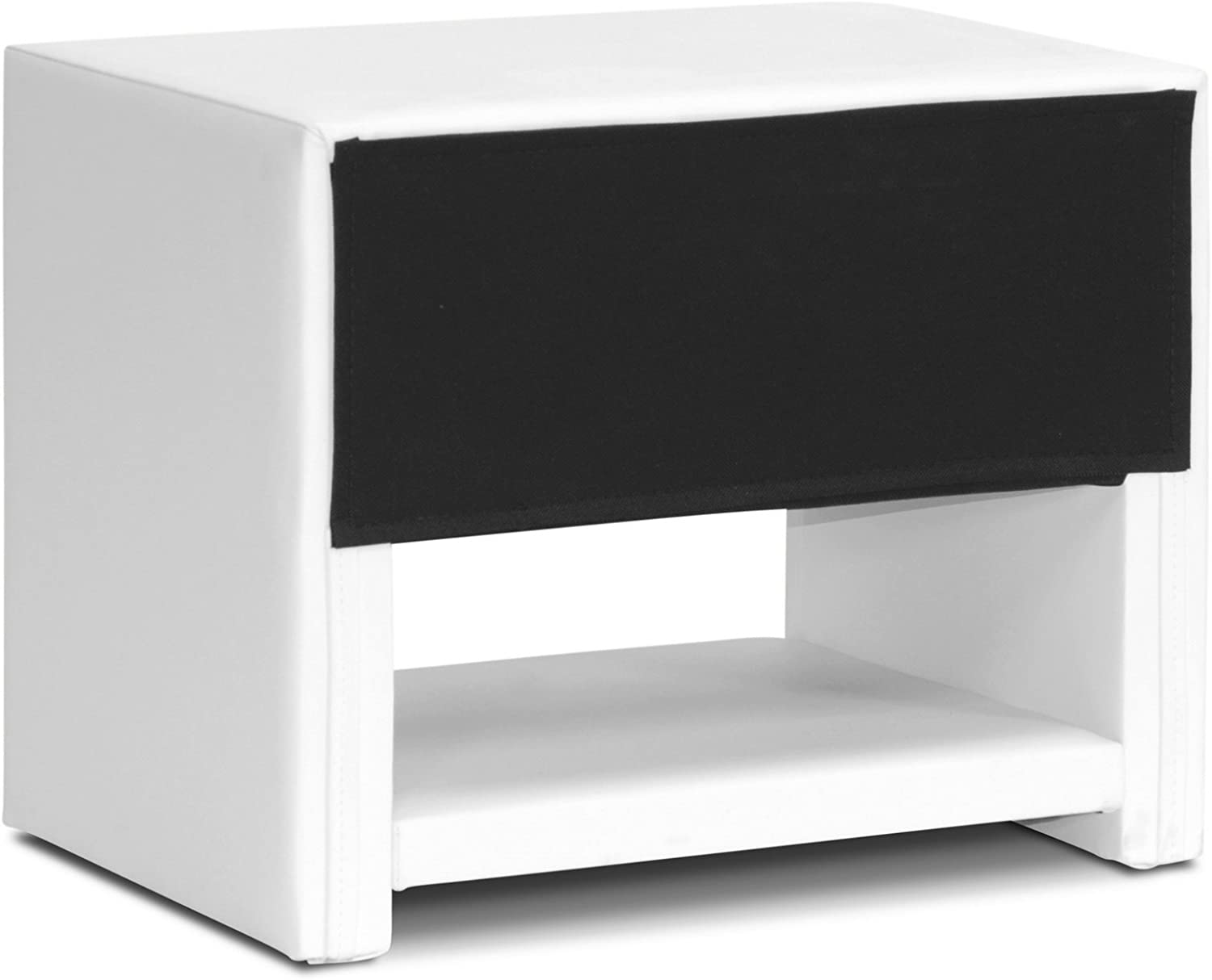 Baxton Studio Massey Upholstered Modern Nightstand, White