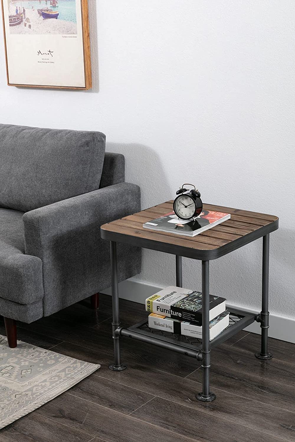 Boraam Newport End Table, Gray &amp; Natural