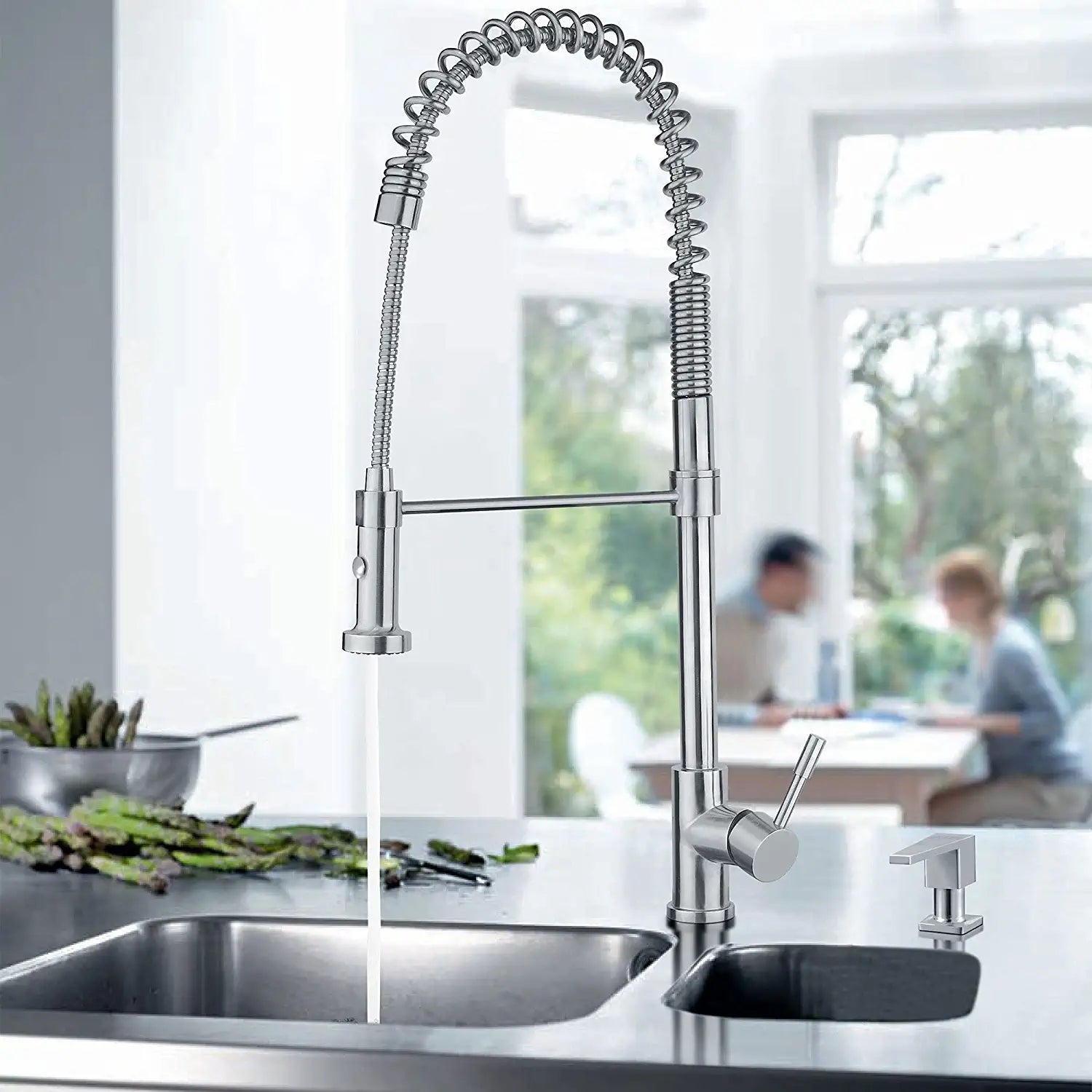 Waterhaus Lead Free Solid Stainless Steel Pull Down Kitchen Faucet