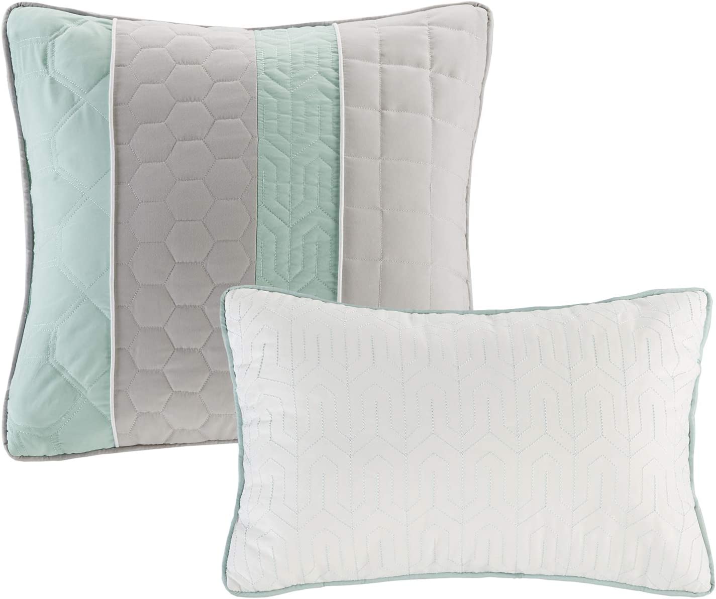 Madison Park Roslynn King Size Bed Comforter Set Bed in A Bag - Aqua, Striped ‚Äì 8 Pieces Bedding Sets ‚Äì Microcell Bedroom Comforters
