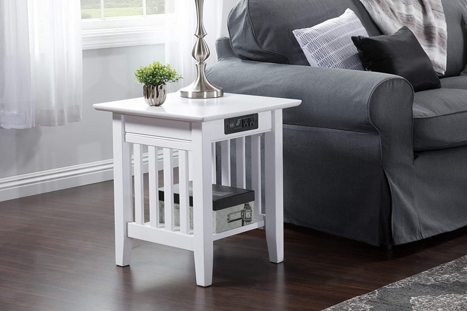 AFI Mission End Table, (20&#34; x 20&#34;), White