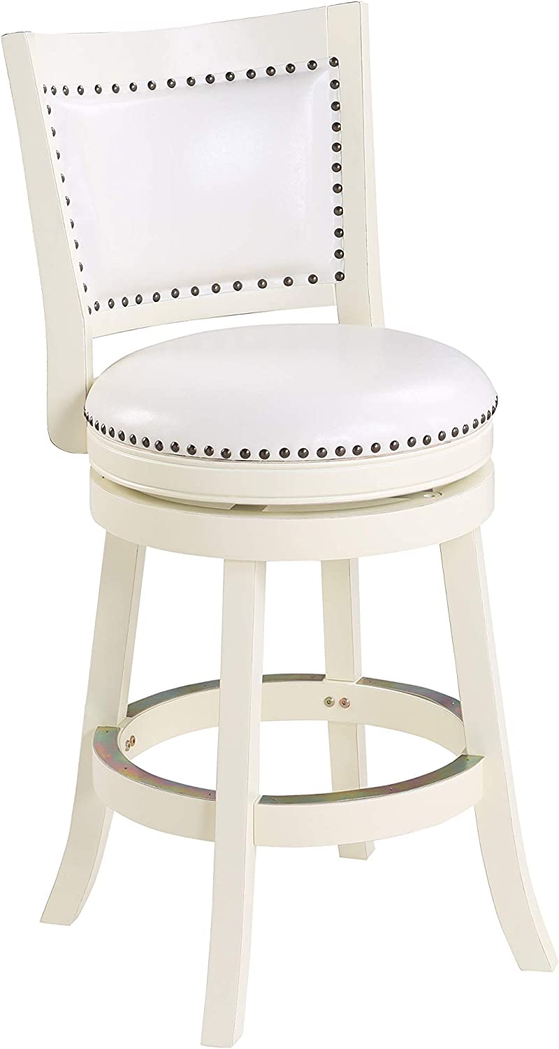 Boraam Bristol Counter Height Swivel Stool, 24-Inch, Distress White