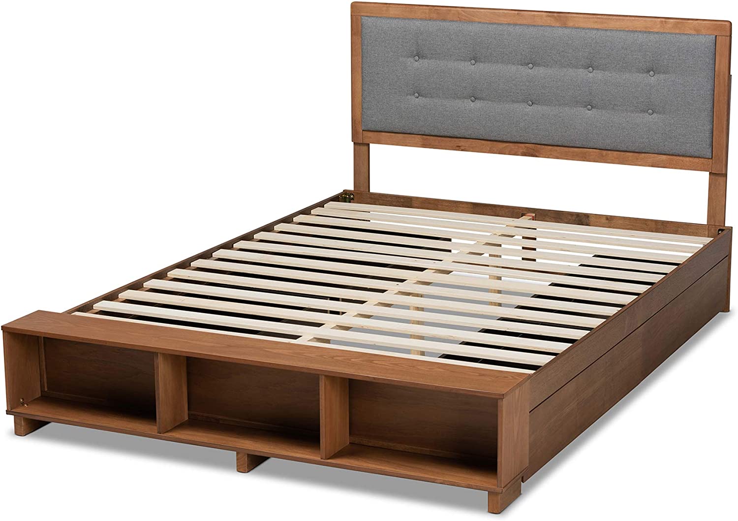 Baxton Studio Cosma Modern Transitional Ash Walnut Brown Finished Wood 4-Drawer Queen Size Platform Storage Bed