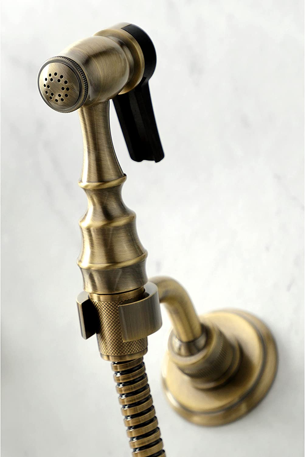 Kingston Brass KS1263PXBS Heritage Bridge Kitchen Faucet, Antique Brass
