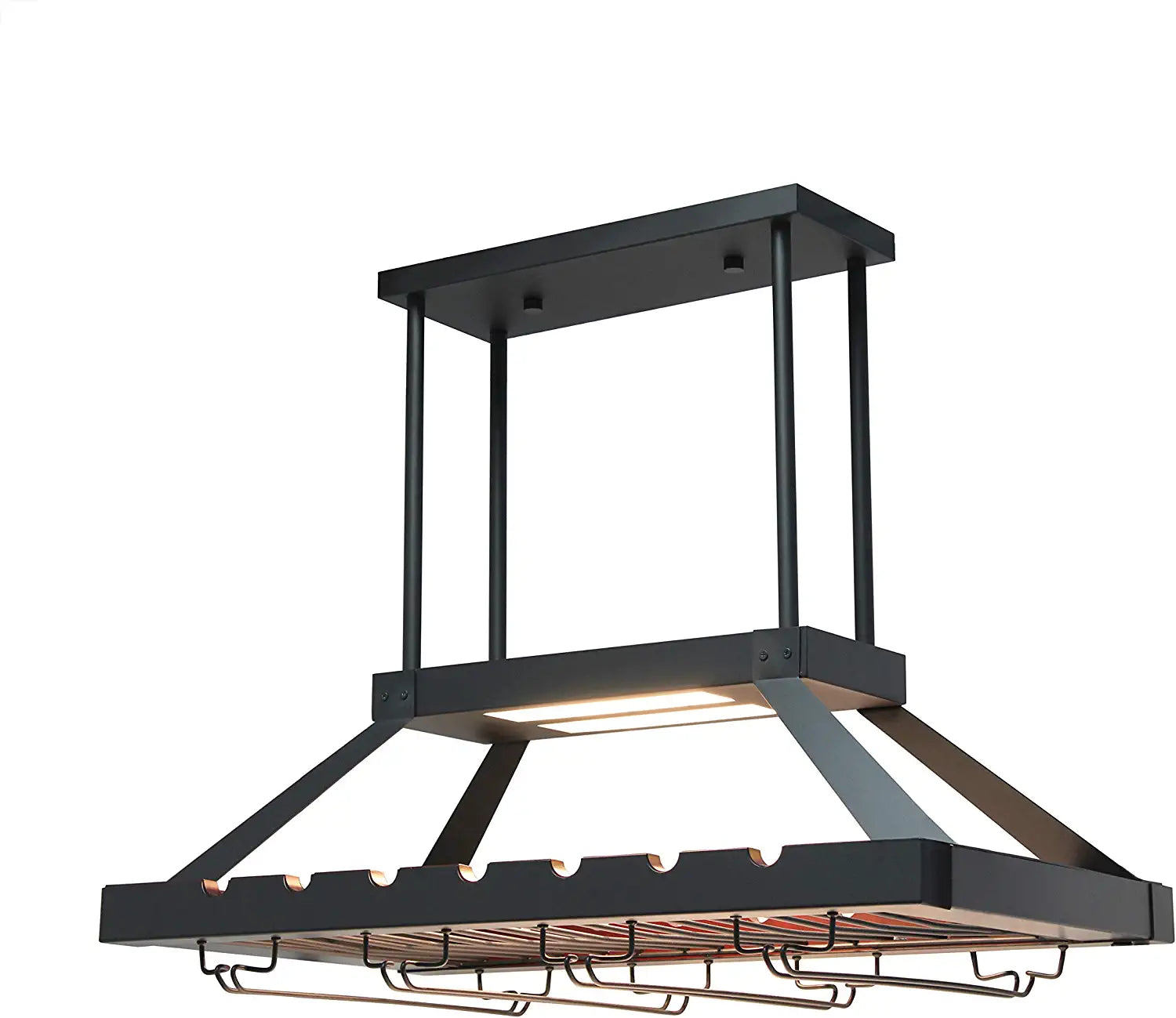Elegant Designs WR1000-ORB LED 2 Light Overhead Wine Rack, Oil Rubbed Bronze