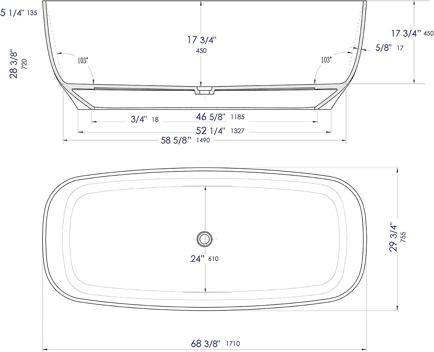 ALFI brand AB9980 Tub, White Matte