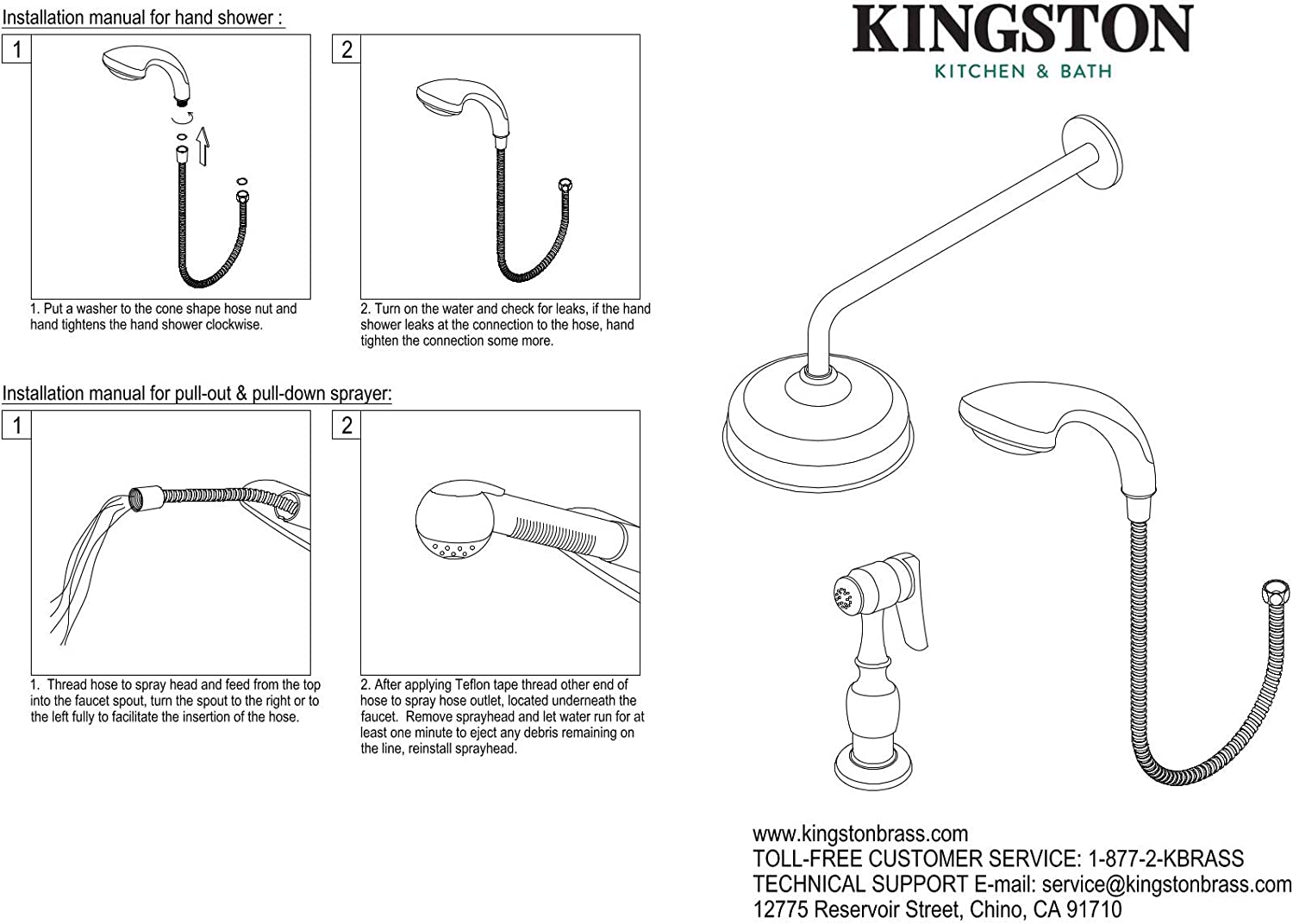 Kingston Brass K206M0 Showerscape Shower Arm, Matte Black