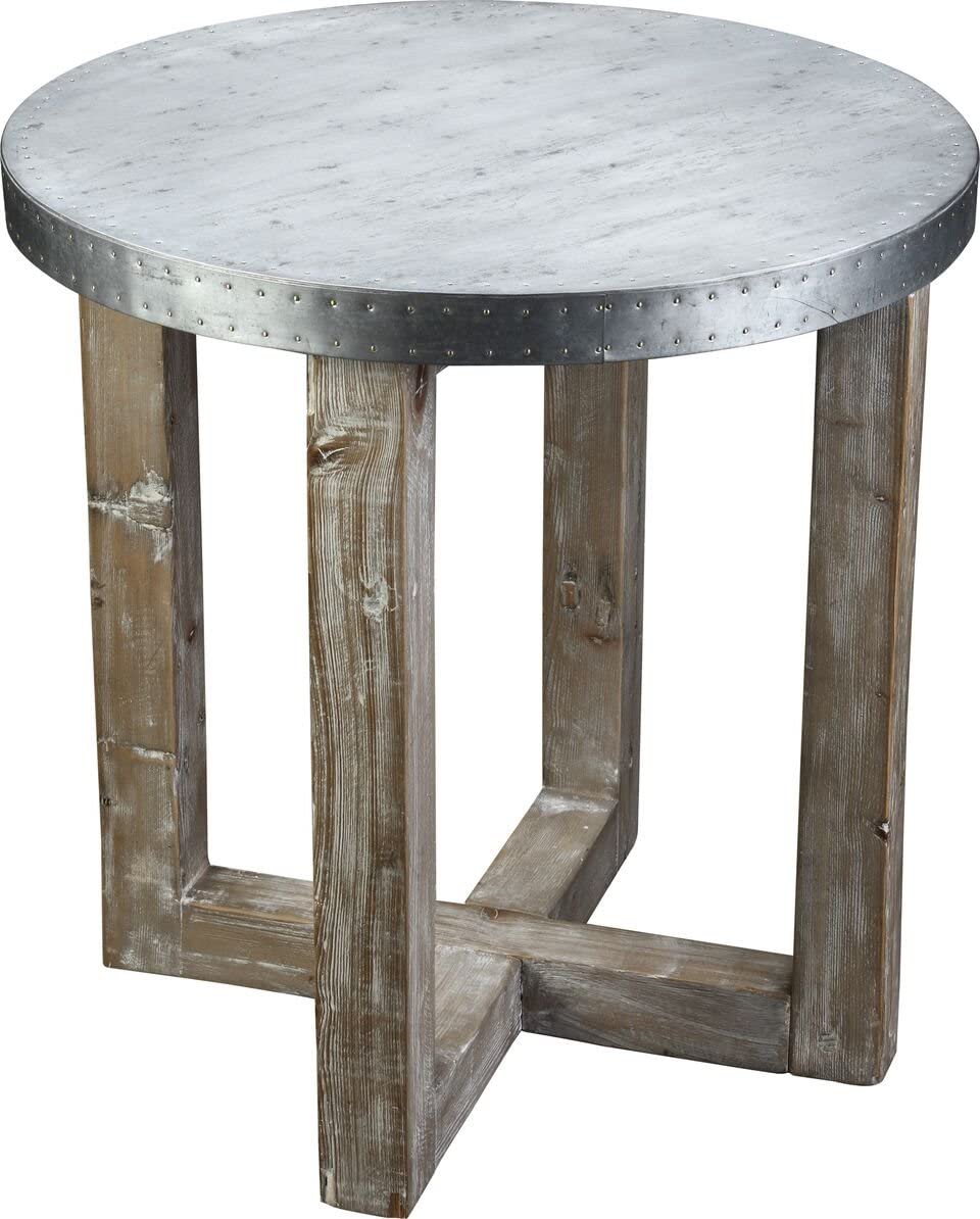 Burnham Home Murray Side Table, Natural, Zinc Top