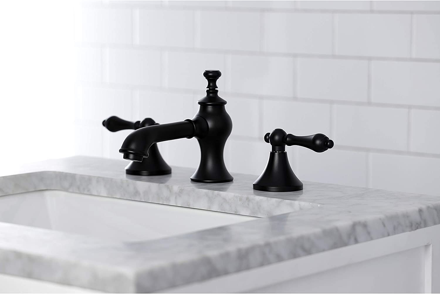 Kingston Brass KC7060AL Vintage Widespread Bathroom Faucet, Matte Black