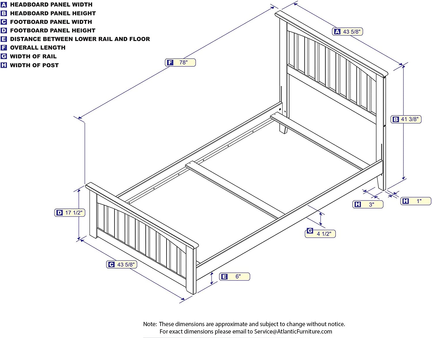 AFI Mission Twin Bed Solid Hardwood