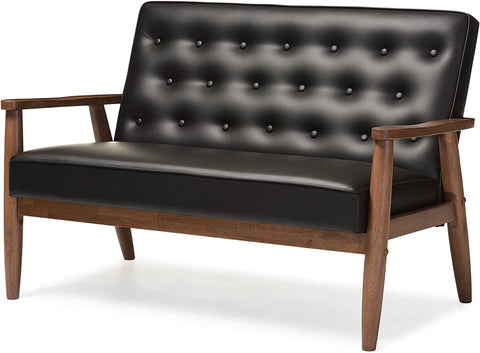 Baxton Studio BBT8013-Black Loveseat Love Seats, Black