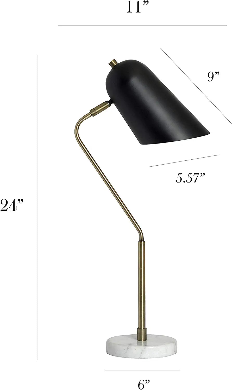 Elegant Designs LD1058-ABS Antique Brass and Marble Base Arched Desk Lamp