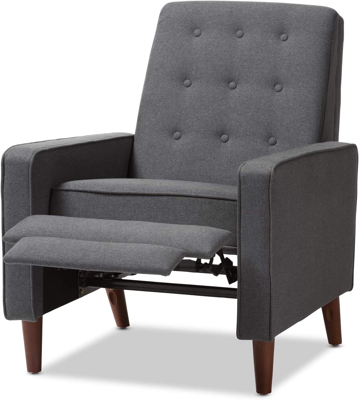 Baxton Studio Mathias Mid-century Modern Grey Fabric Upholstered Lounge Chair