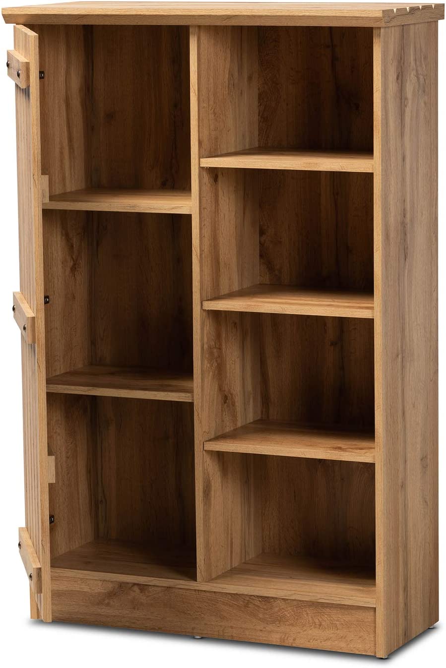 Baxton Studio Eren Modern and Contemporary Farmhouse Natural Oak Brown Finished Wood 1-Door Shoe Cabinet