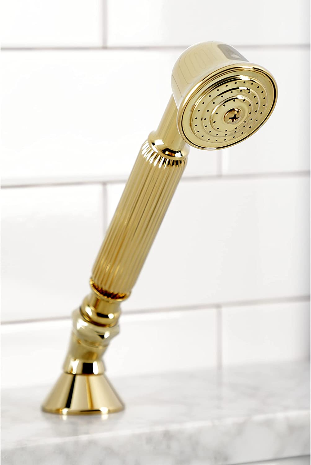 Kingston Brass KSK4302PLTR Deck Mount Hand Shower with Diverter for Roman Tub Faucet, Polished Brass