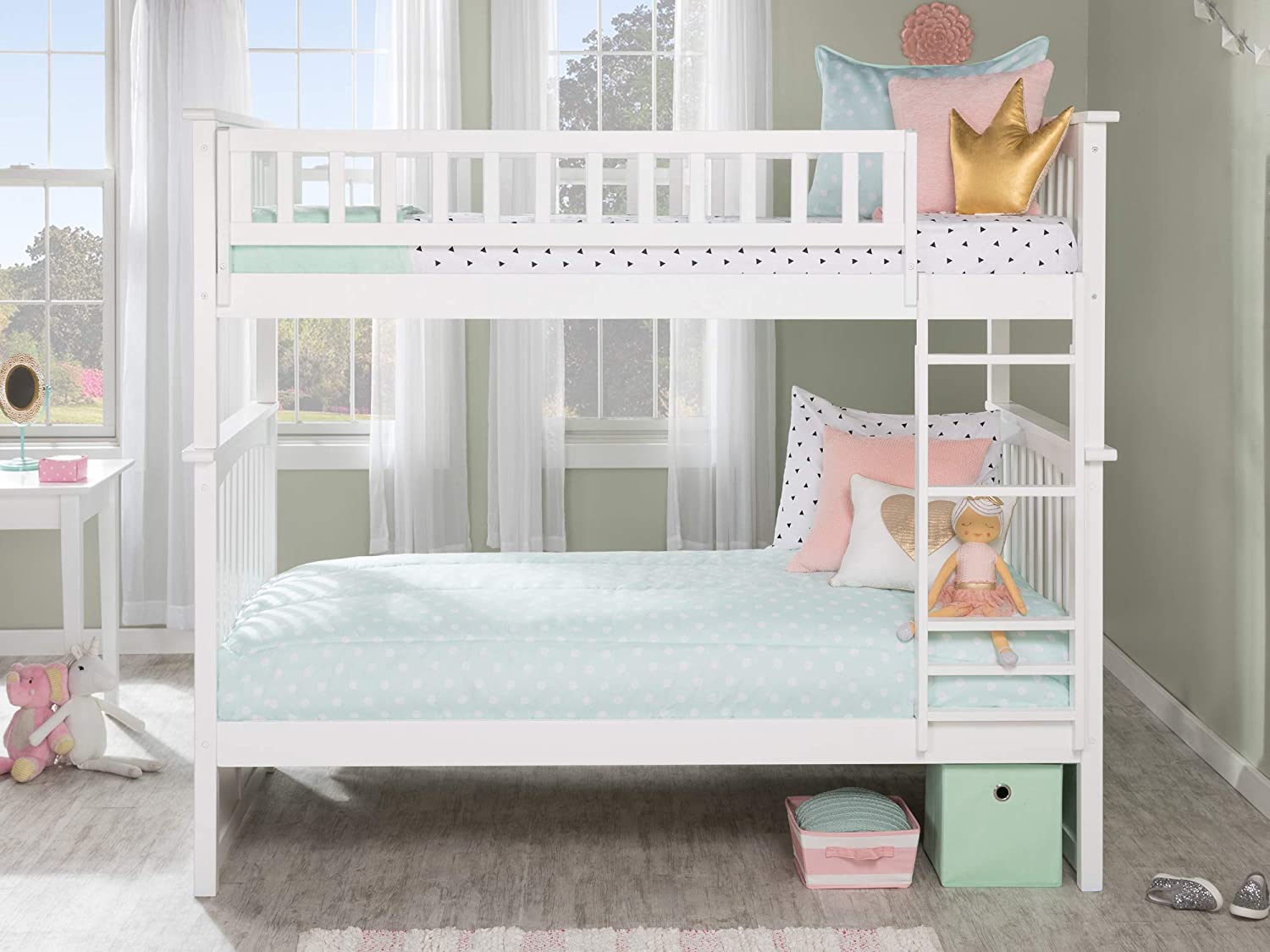 Atlantic Furniture Columbia Bunk Bed, Twin Over Twin, White