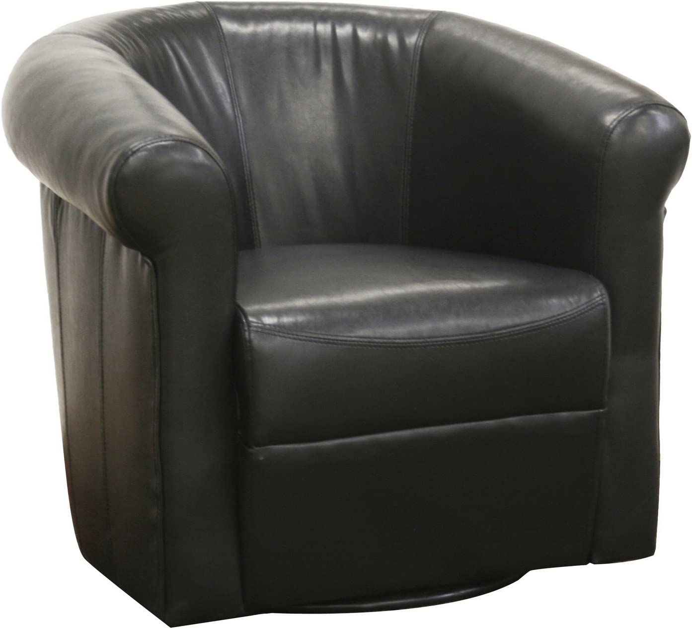 Baxton Studio Julian Black Faux Leather Club Chair with 360 Degree Swivel