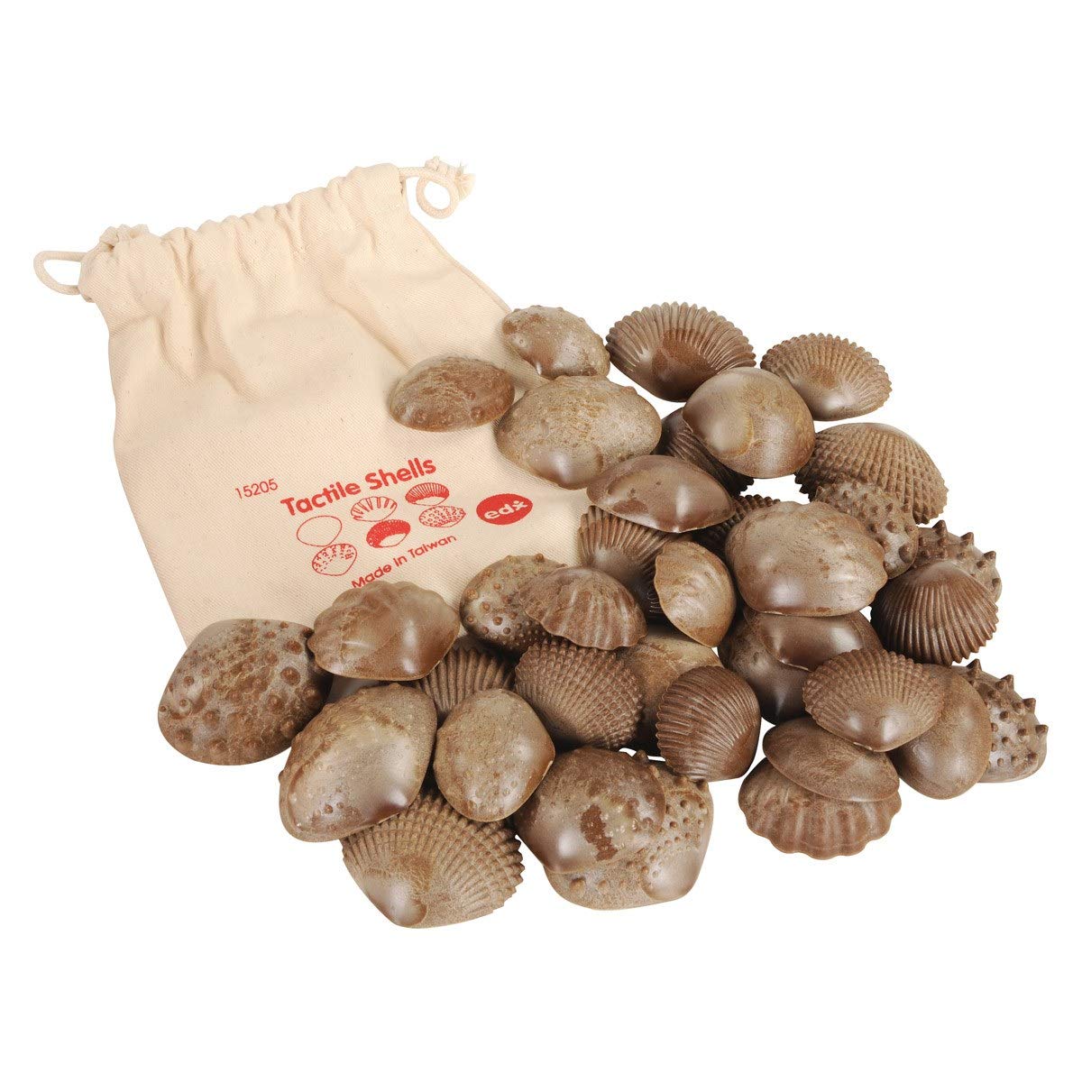 edxeducation Tactile Shells - Eco-Friendly - 36 Pieces, 6 Textures, 3 Sizes - Ages 18m+ - Sensory Play - Dough and Clay Toys