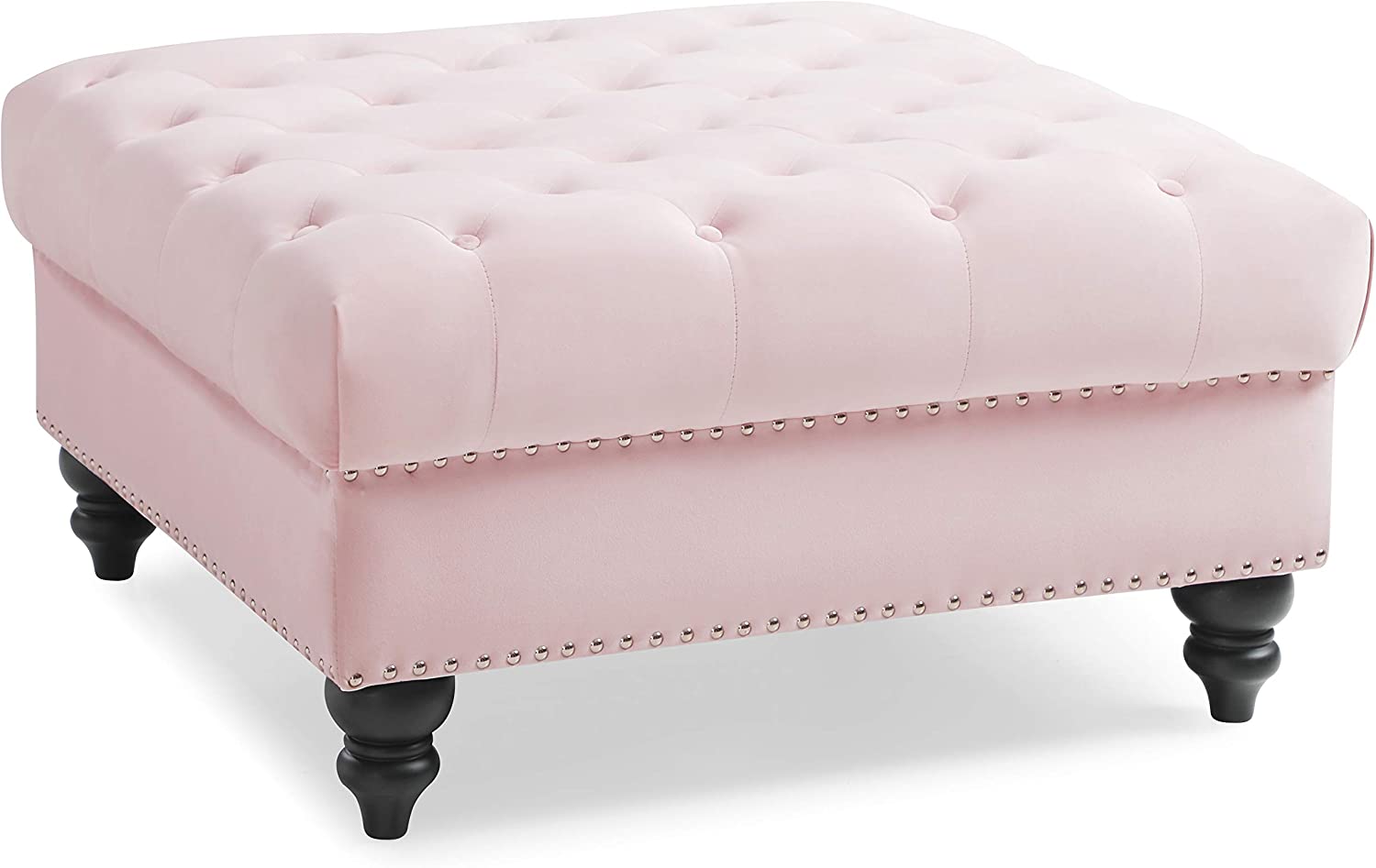 Glory Furniture Nola , Pink Ottoman, 19&#34;H X 35&#34;W X 35&#34;D,