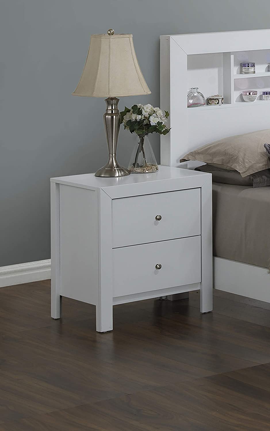 Glory Furniture 2 Drawer Nightstand, White