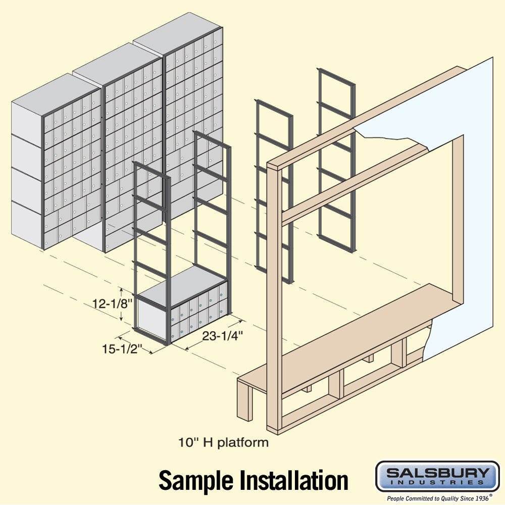 Salsbury Industries 2212 Aluminum Mailbox, 12 Doors, Rack Ladder System, Aluminum with Black Trim