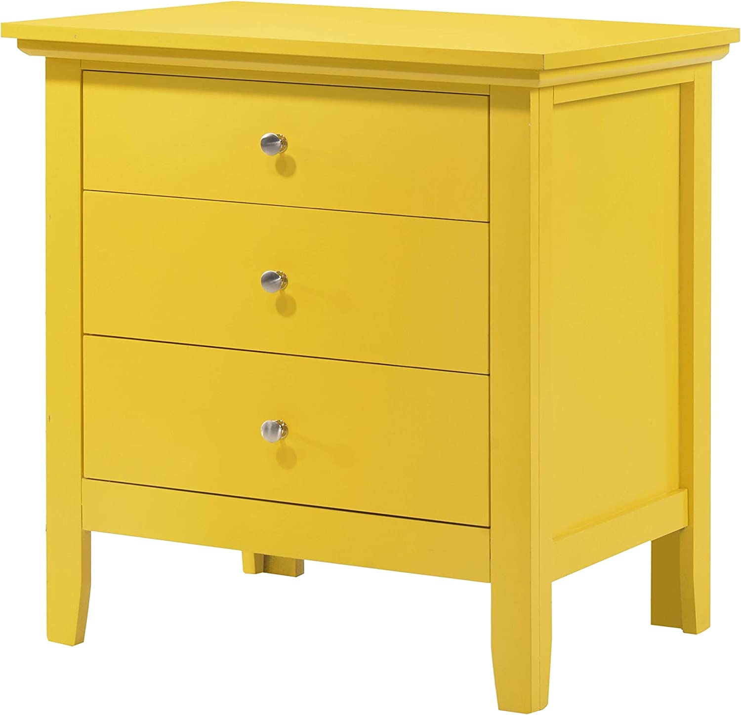 Overstock Hammond 3-Drawer Wooden Nightstand Yellow Painted