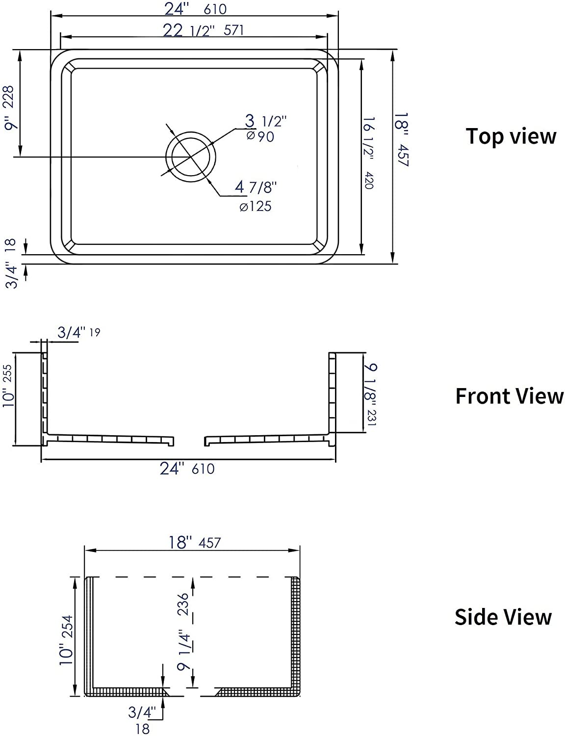 ALFI brand ABF2418-GM Kitchen Sink, Grey Matte