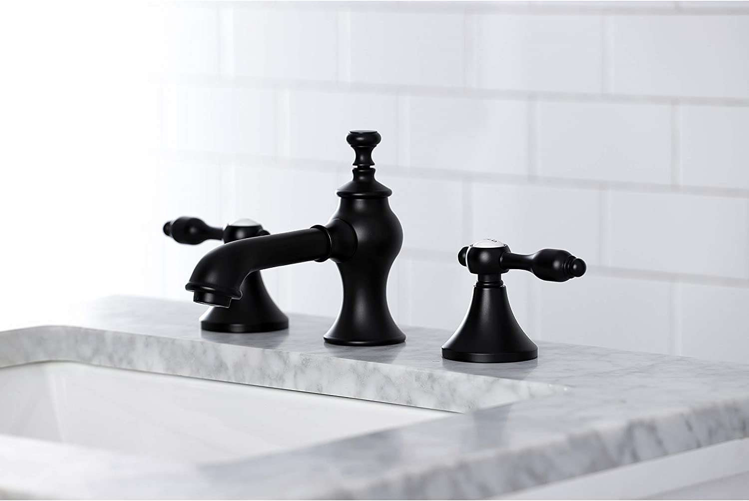 Kingston Brass KC7060TAL Tudor Widespread Bathroom Faucet, Matte Black