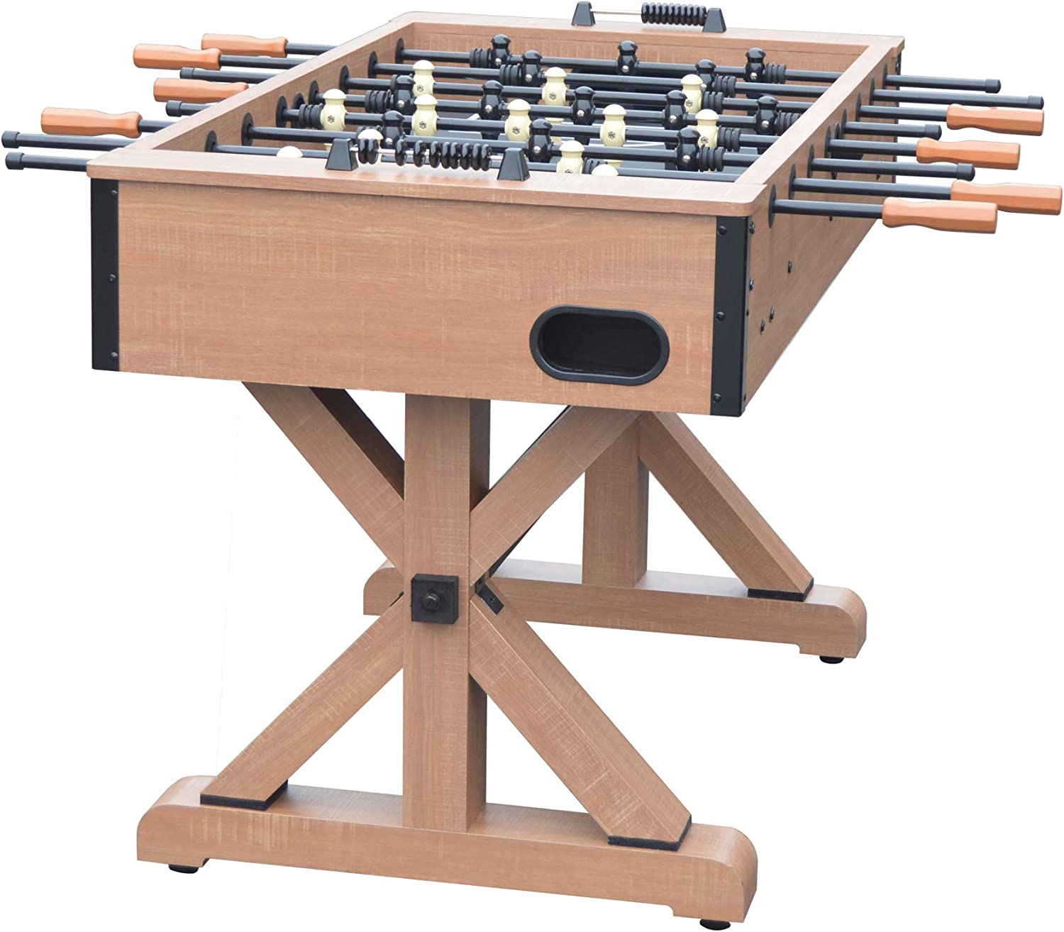 Hathaway Daulton 55-in Competition Foosball Table, Arcade Table Soccer for Game Rooms, Includes (2) 36-mm ABS Foosballs,Oak / Black,BG50351