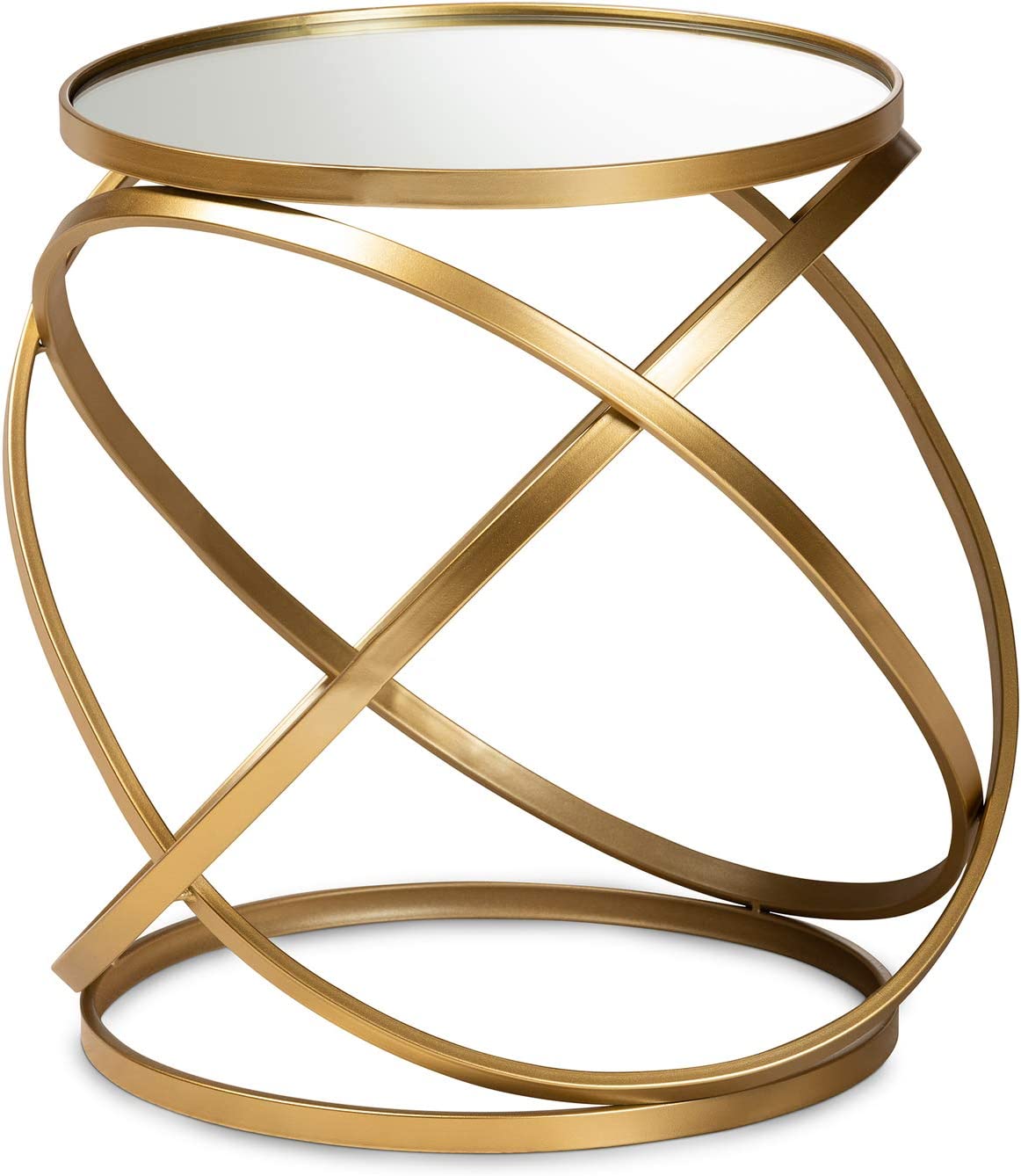 Baxton Studio Desma Glam and Luxe Gold Finished Metal and Mirrored Glass End Table