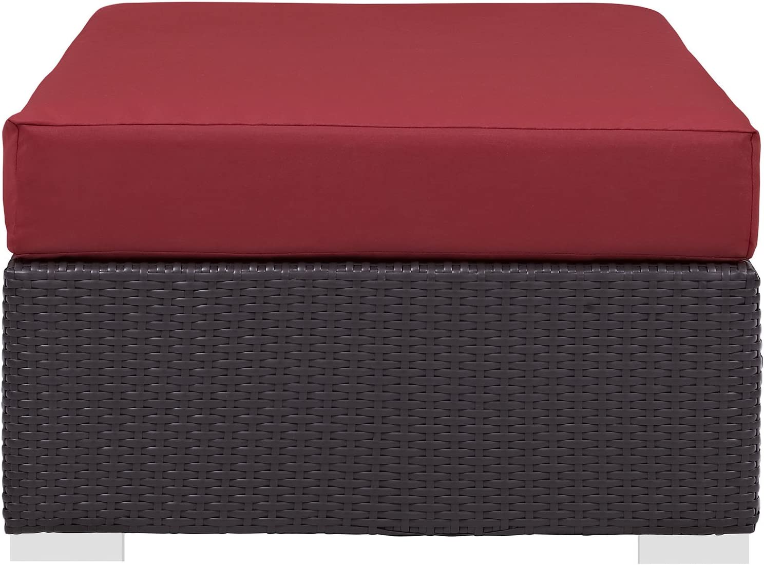 Modway EEI-1847-EXP-RED Convene Patio Fabric Rectangle Ottoman Outdoor Furniture, Espresso Red