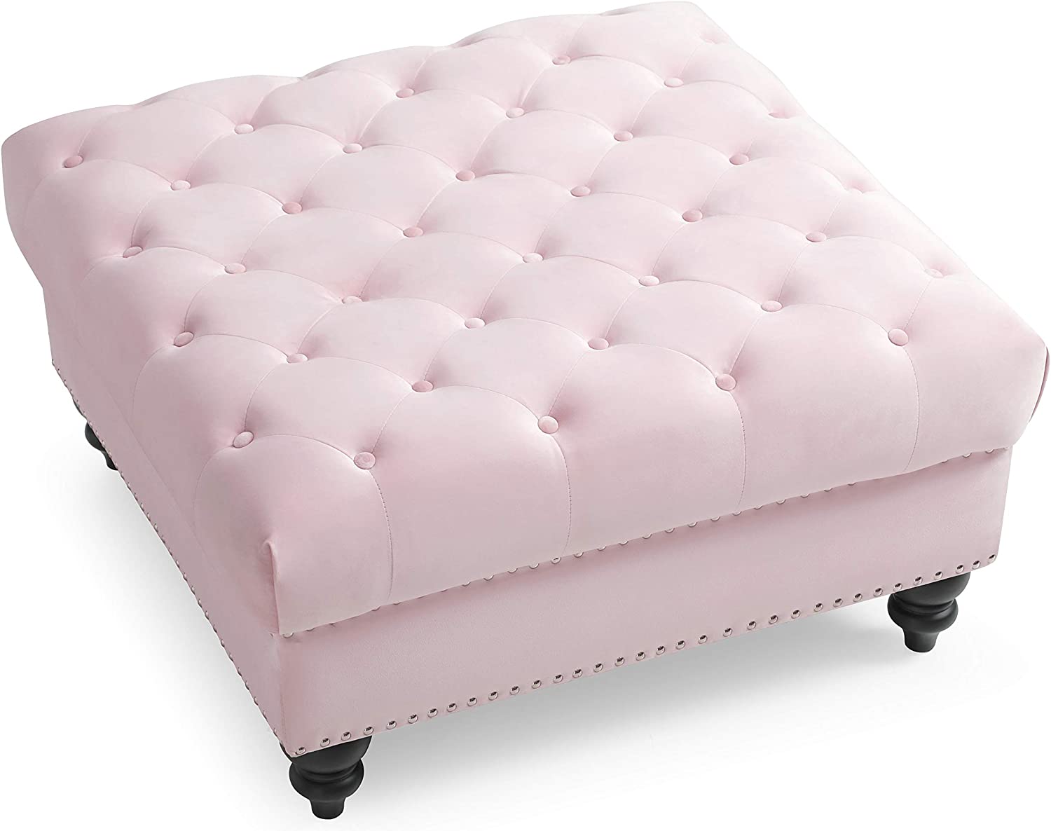 Glory Furniture Nola , Pink Ottoman, 19&#34;H X 35&#34;W X 35&#34;D,