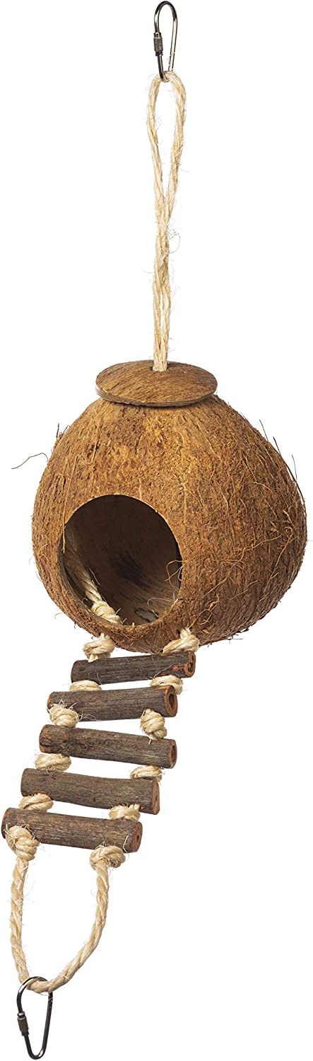 Prevue Hendryx 62801 Naturals Coco Hideaway with Ladder Bird Toy,1 Count (Pack of 1)