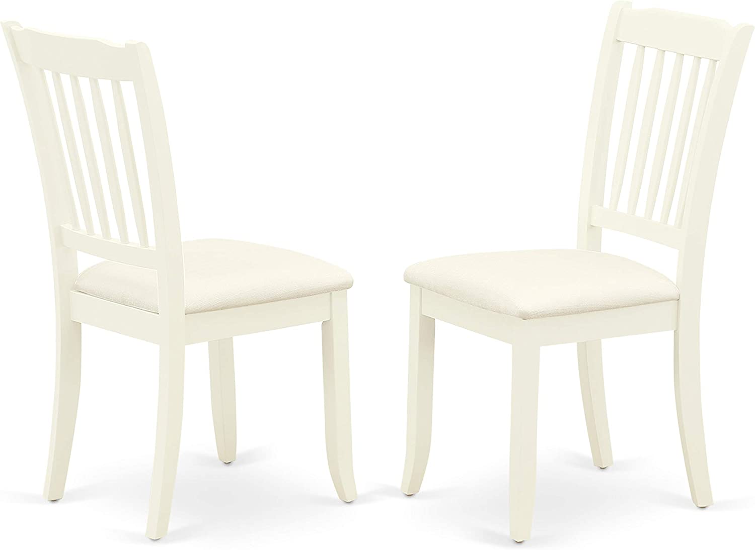 East West Furniture 5Pc Dining Set Includes a Round Dinette Table and Four Vertical Slatted Microfiber Seat Kitchen Chairs, Linen White Finish