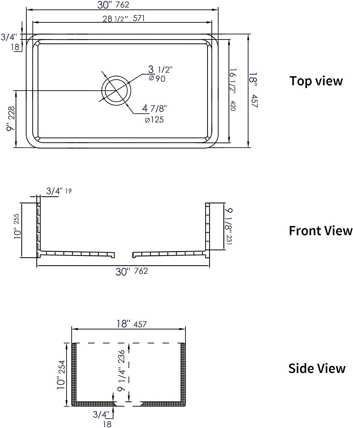 ALFI brand ABF3018-GM Kitchen Sink, Grey Matte