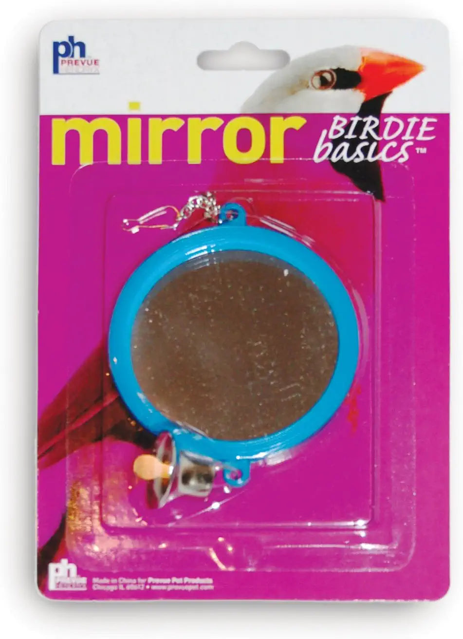 Prevue Hendryx Birdie Basics 2 Sided Mirror with Bell Bird Toy, 6 x 3 (60422)