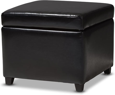 Baxton Studio OMY-162-J023-Black Storage-Ottomans, 18Lx18Wx15H, Raven Black