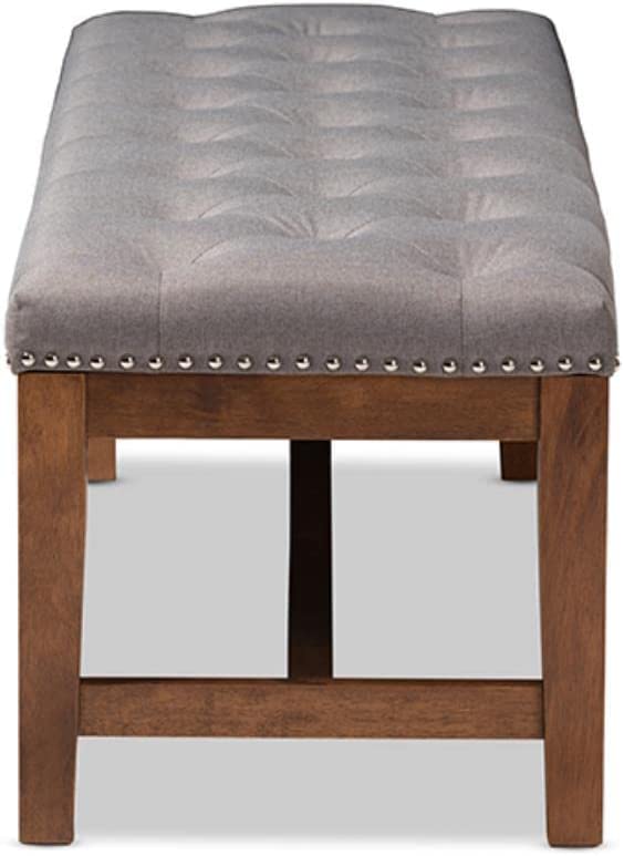 Baxton Studio Ainsley Modern and Contemporary Grey Fabric Upholstered Walnut Finished Solid Rubberwood Bench