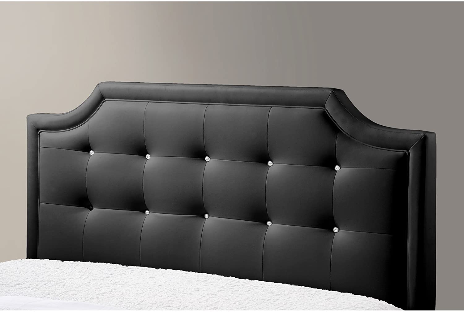 Baxton Studio Carlotta Black Modern Bed with Upholstered Headboard - Queen Size